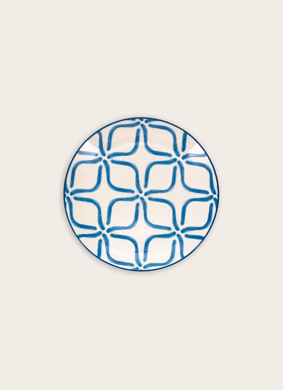 ASSIETTE À DESSERT EN PORCELAINE MOTIF ARABESQUE BLEU