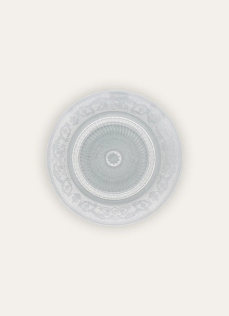 ASSIETTE À PAIN EN VERRE À MOTIFS GRAVÉS TRANSPARENT