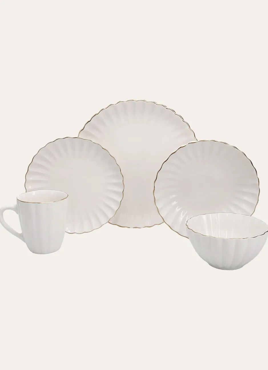 ASSIETTE CREUSE CHARME BLANC / DORÉ