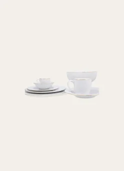 ASSIETTE CREUSE EN PORCELAINE AVEC LISERÉ DORÉ BLANC