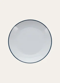 ASSIETTE DESSERT RAYURE TRANSAT BLANC / MARINE