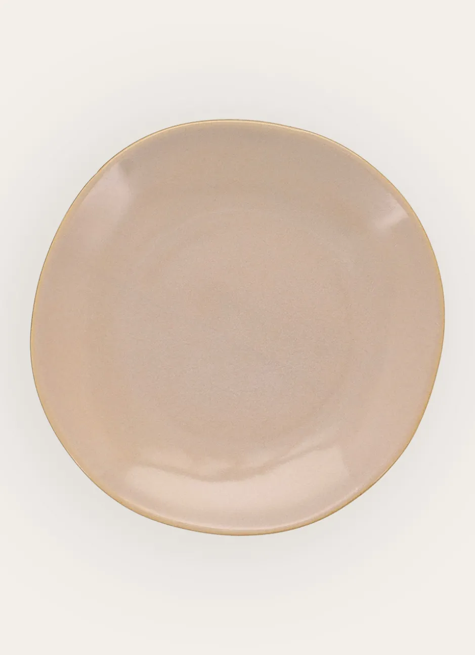 ASSIETTE PLATE EN GRÈS JAUNE