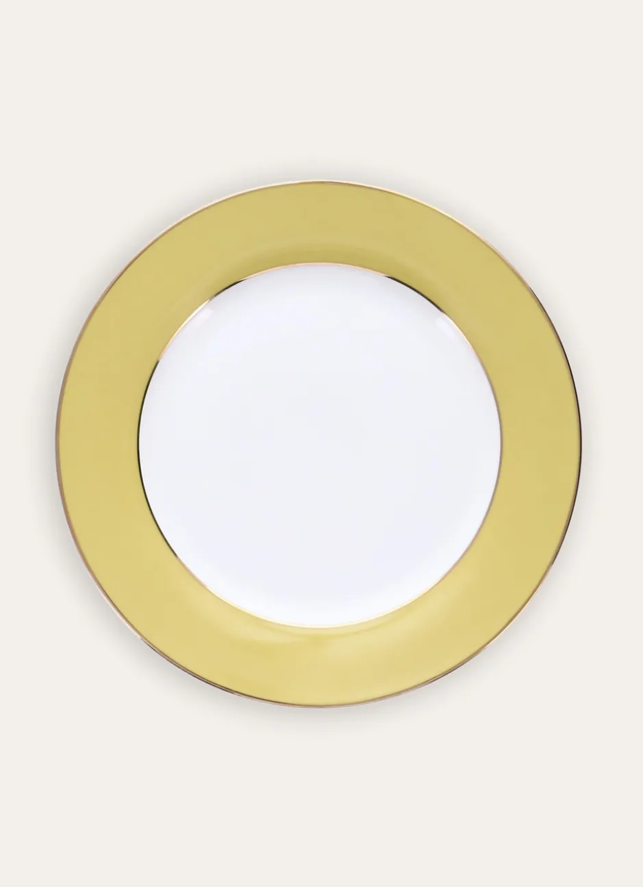 ASSIETTE PLATE EN PORCELAINE COLORÉE TILLEUL