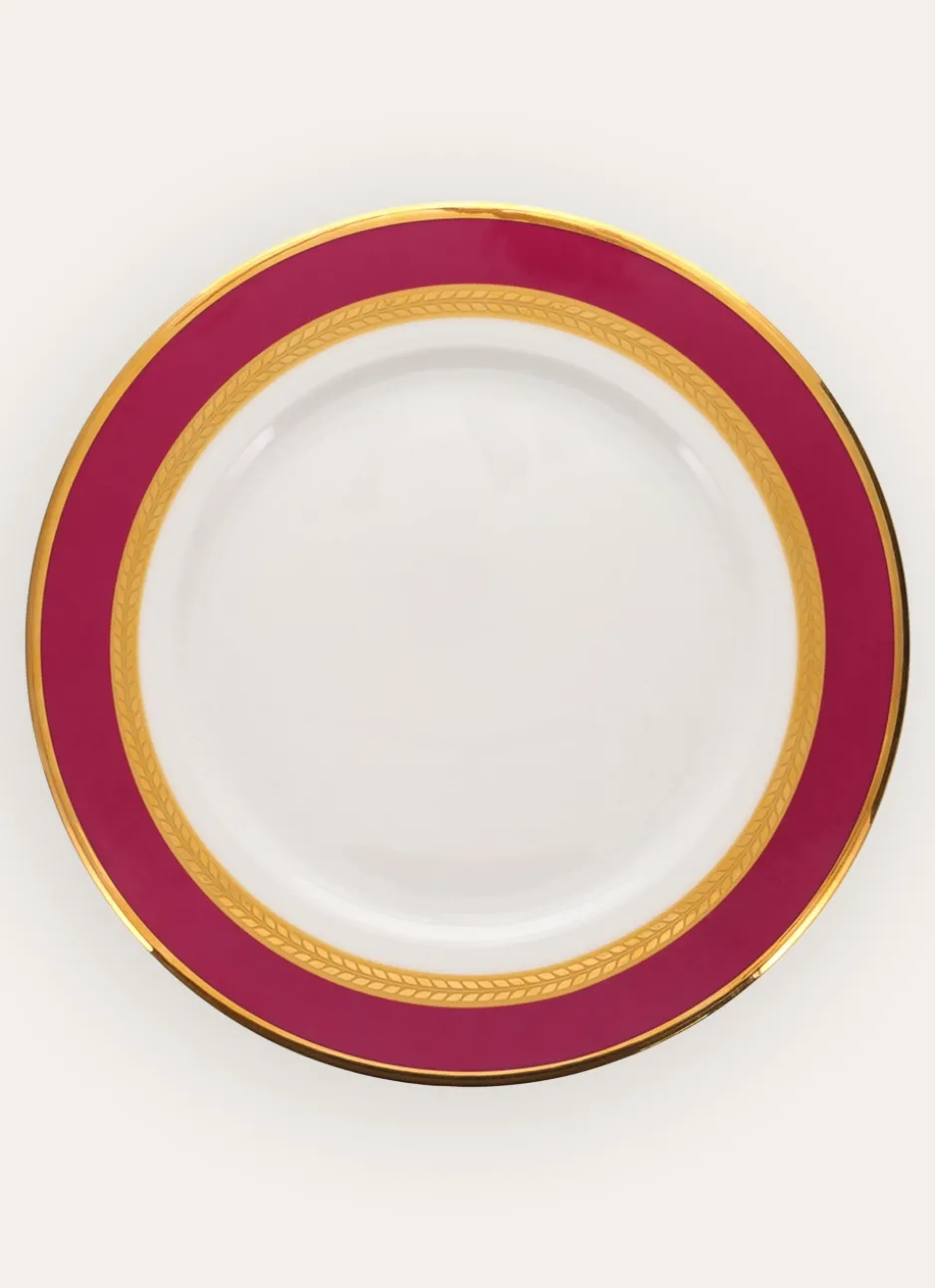 ASSIETTE PLATE EN PORCELAINE ESPRIT VÉNITIEN ROSE FUCHSIA