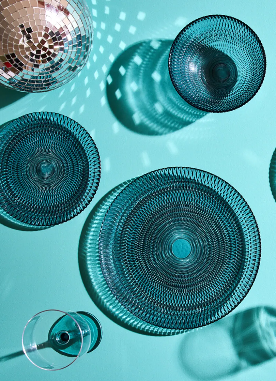 ASSIETTE PLATE EN VERRE BLEU NUAGE