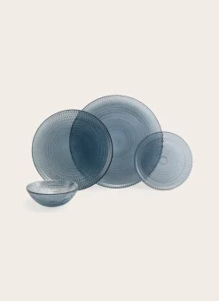 ASSIETTE PLATE EN VERRE BLEU NUAGE