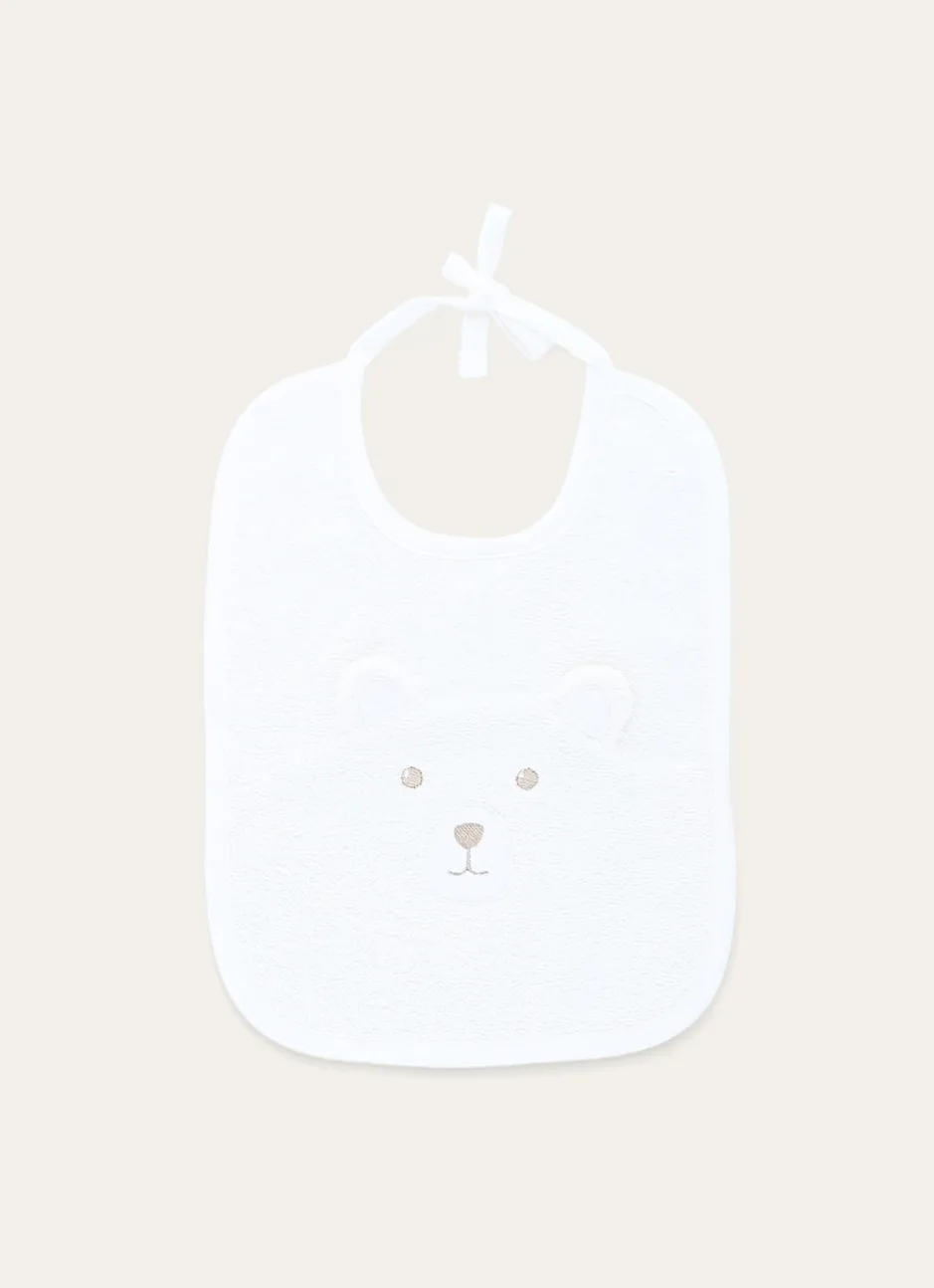BAVOIR EN COTON ÉPONGE TÊTE D'OURS AVEC OREILLES BLANC