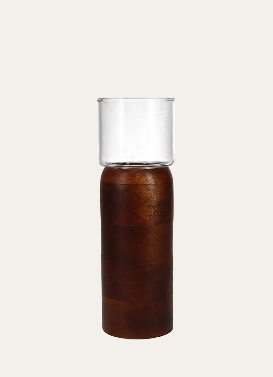BOUGEOIR EN BOIS DE MANGUIER GRAND FORMAT BOIS MARRON/TRANSPARENT