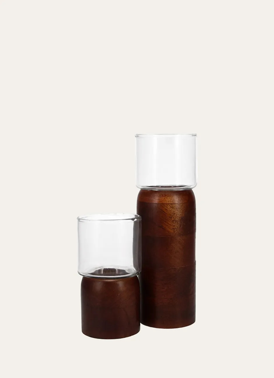 BOUGEOIR EN BOIS DE MANGUIER GRAND FORMAT BOIS MARRON/TRANSPARENT