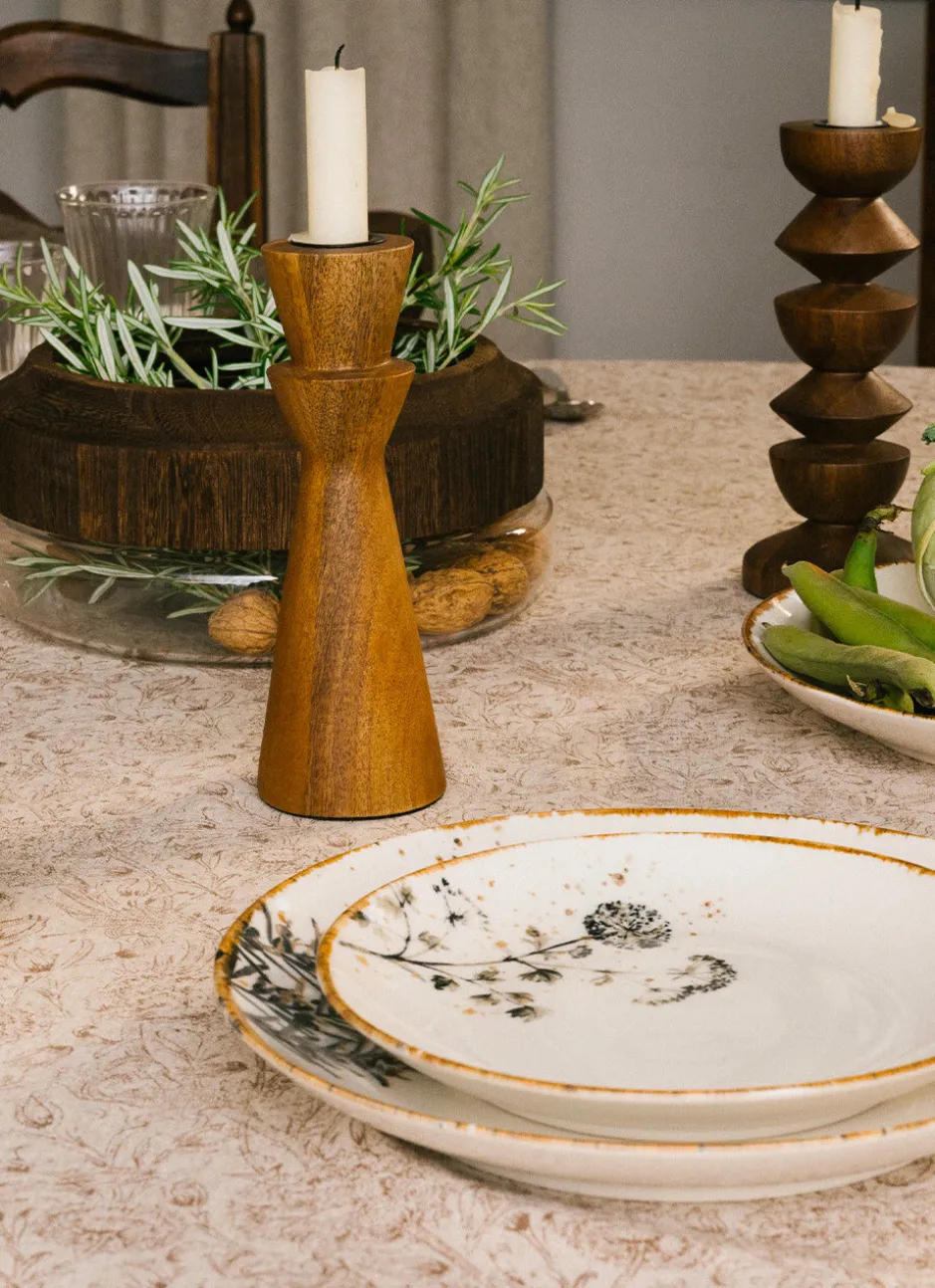 BOUGEOIR EN BOIS DE MANGUIER POUR BOUGIE FLAMBEAU MARRON