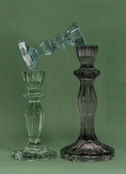 BOUGEOIR EN VERRE TEINTÉ H11 CM BLEU