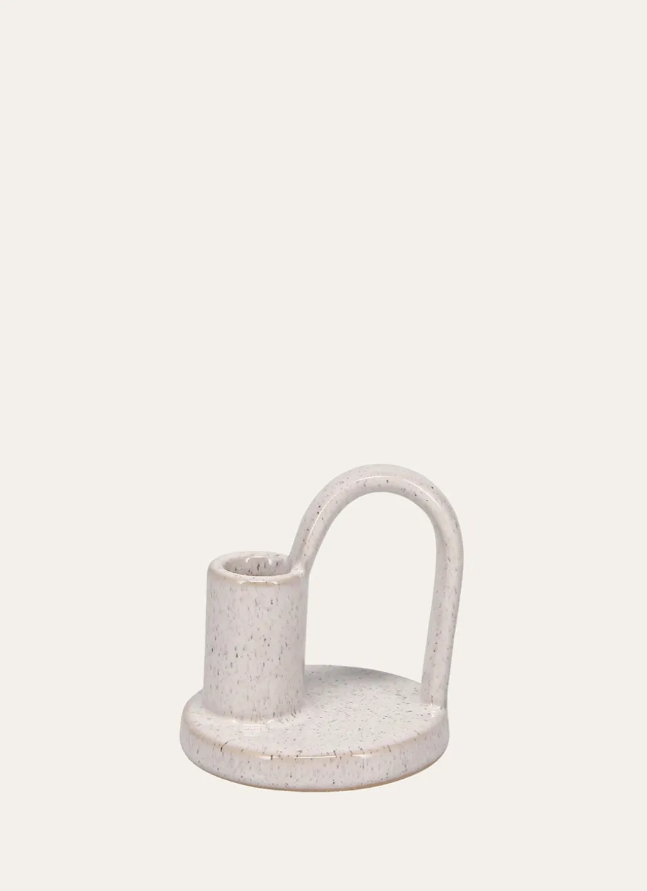 BOUGEOIR MOUCHETÉ AVEC ANSE ANTOINETTE CREME