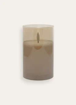BOUGIE LED AVEC PHOTOPHORE EN VERRE BEIGE TRANSPARENT