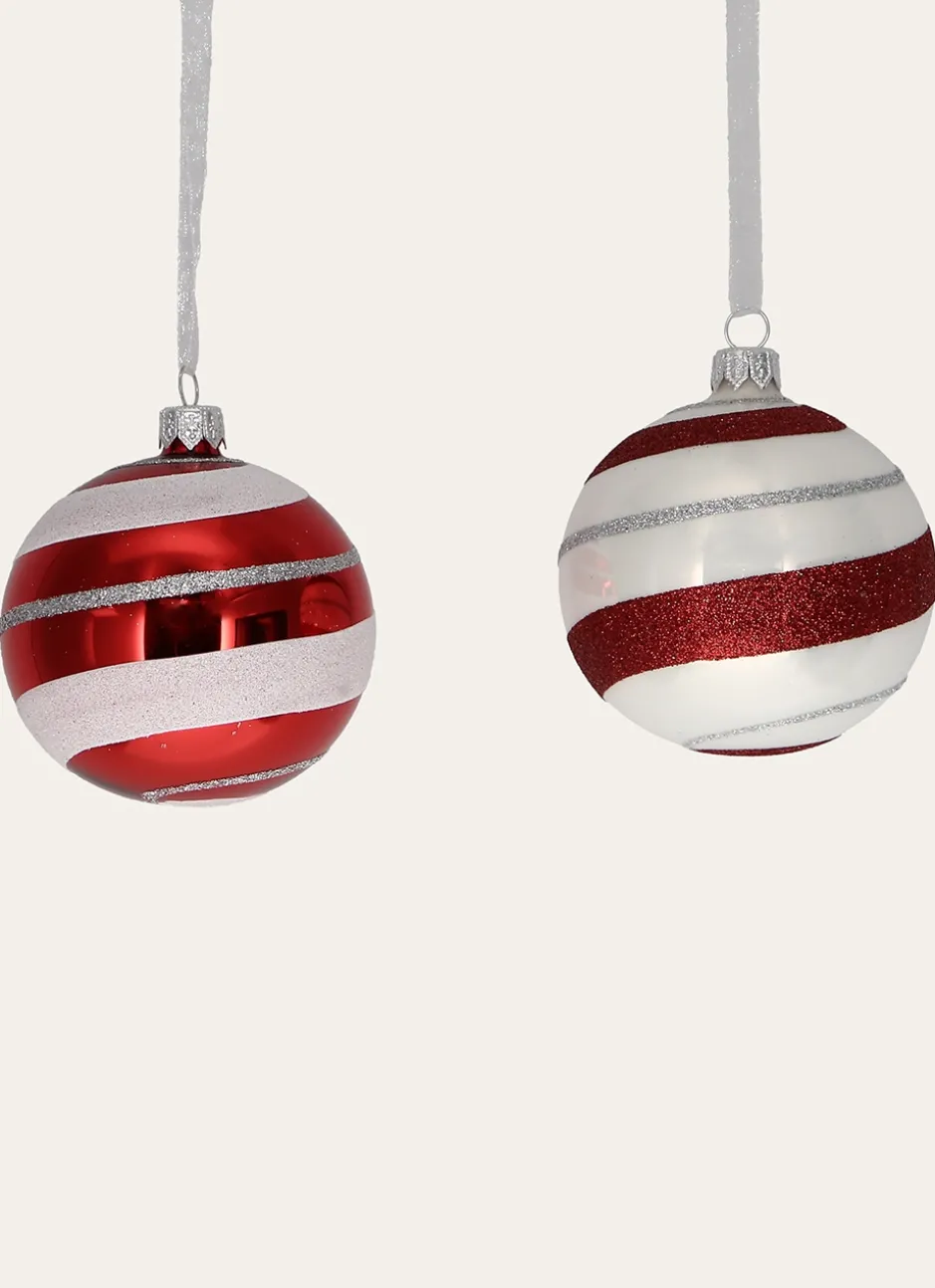 BOULE À RAYURES ET PAILLETTES (MODÈLE ALÉATOIRE) RUBIS