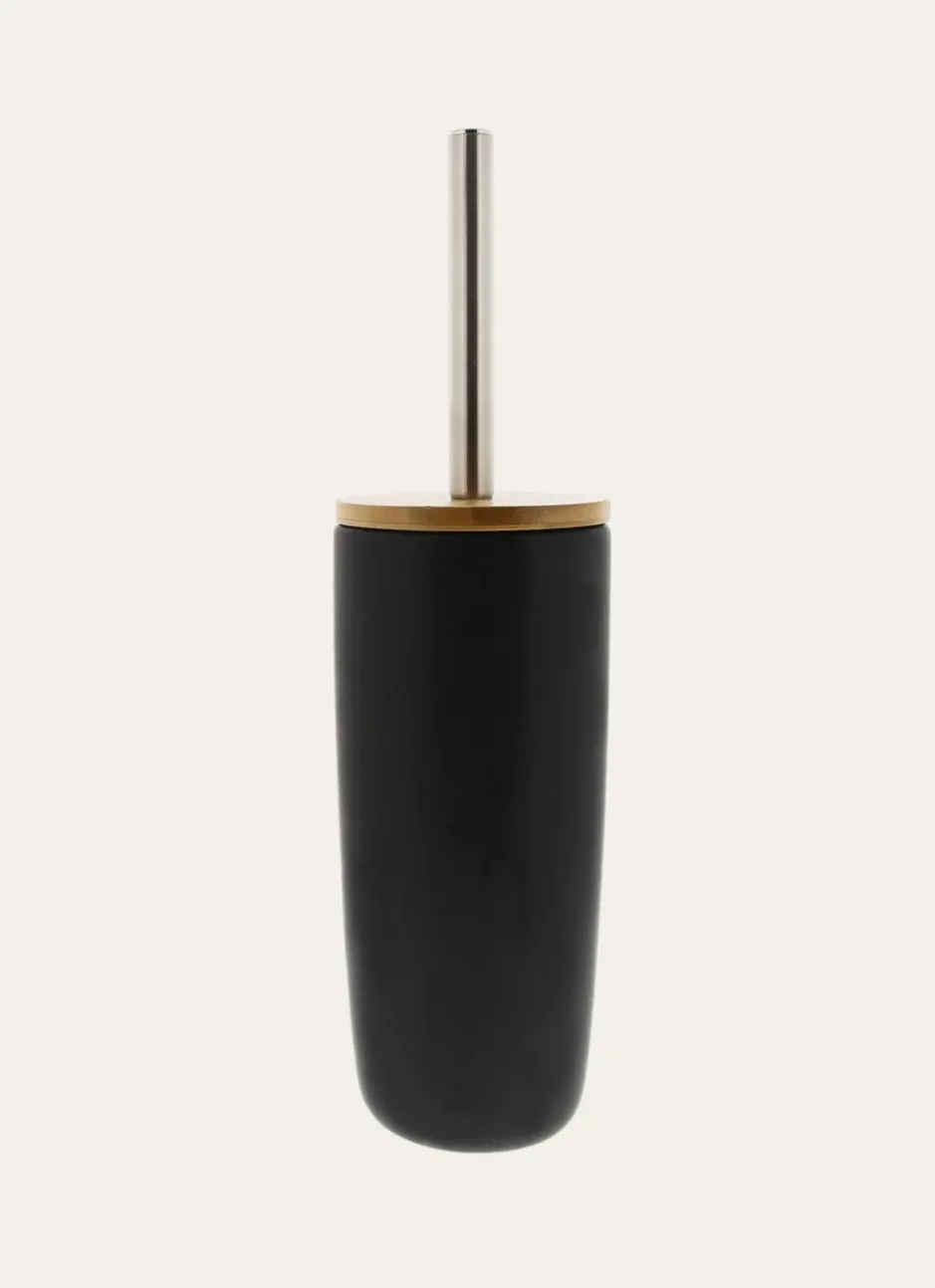 BROSSE WC EN GRÈS ET BAMBOU NOIR/BAMBOU