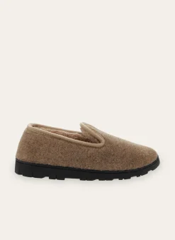 CHAUSSONS EN FEUTRE DOUX CONTRASTÉE MARRON
