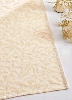CHEMIN DE TABLE JACQUARD BRILLANT DORÉ ECRU