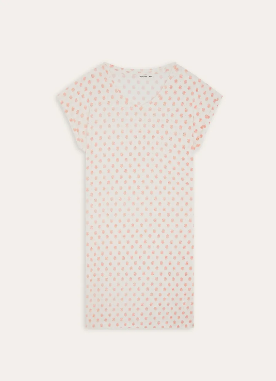 CHEMISE DE NUIT EN COTON MODAL IMPRIMÉ ECRU
