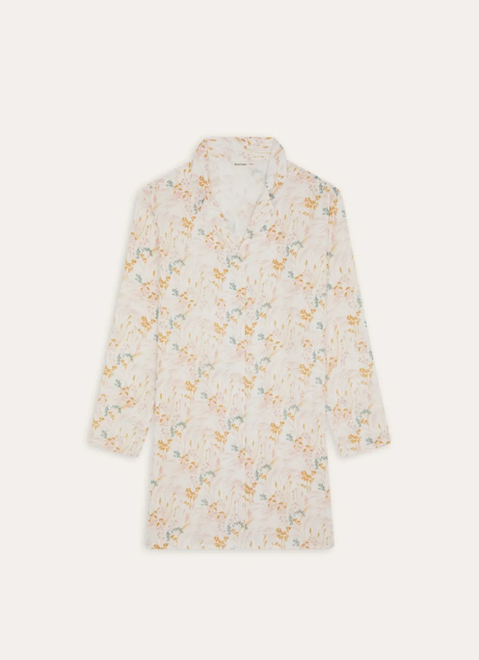 CHEMISE DE NUIT EN DOUBLE GAZE DE COTON MULTICOLORE