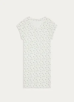 CHEMISE DE NUIT IMPRIMÉ BOUQUET FLORAL ECRU / VERT