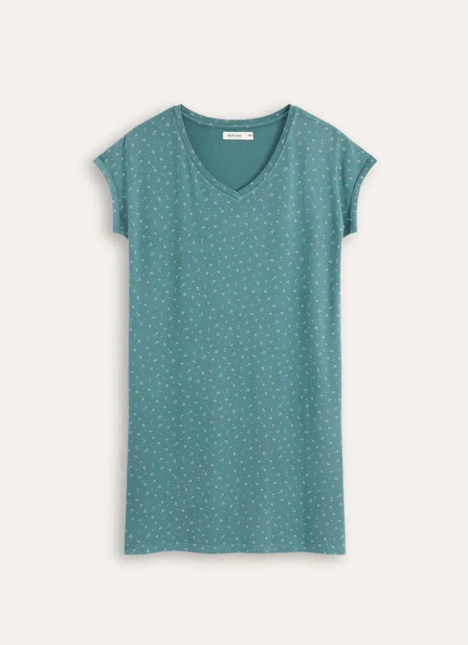 CHEMISE DE NUIT LONGUE POIS BLANC