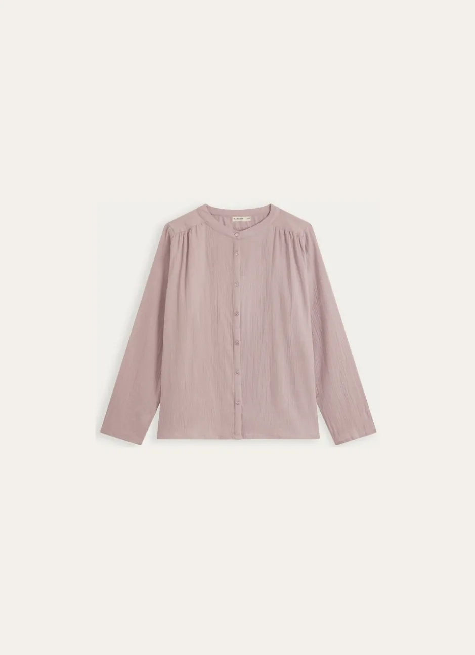 CHEMISE MANCHES LONGUES EN DOUBLE GAZE DE COTON LILAS