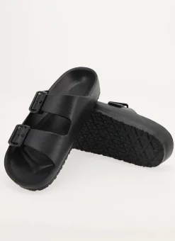 CLAQUETTES EN PLASTIQUE À DOUBLE BOUCLES Noir