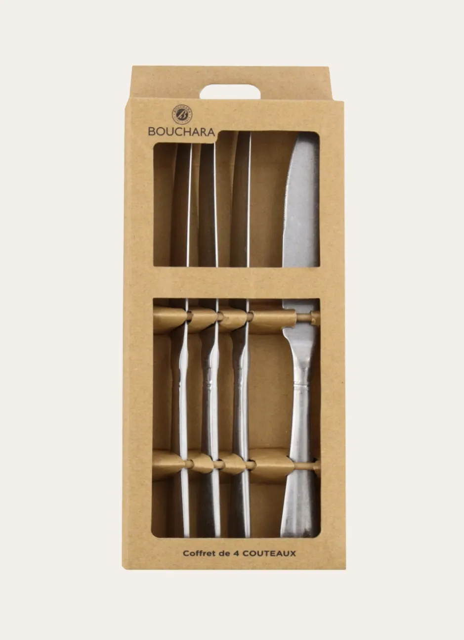 COFFRET DE 4 COUTEAUX EN ACIER RÉTRO ARGENT