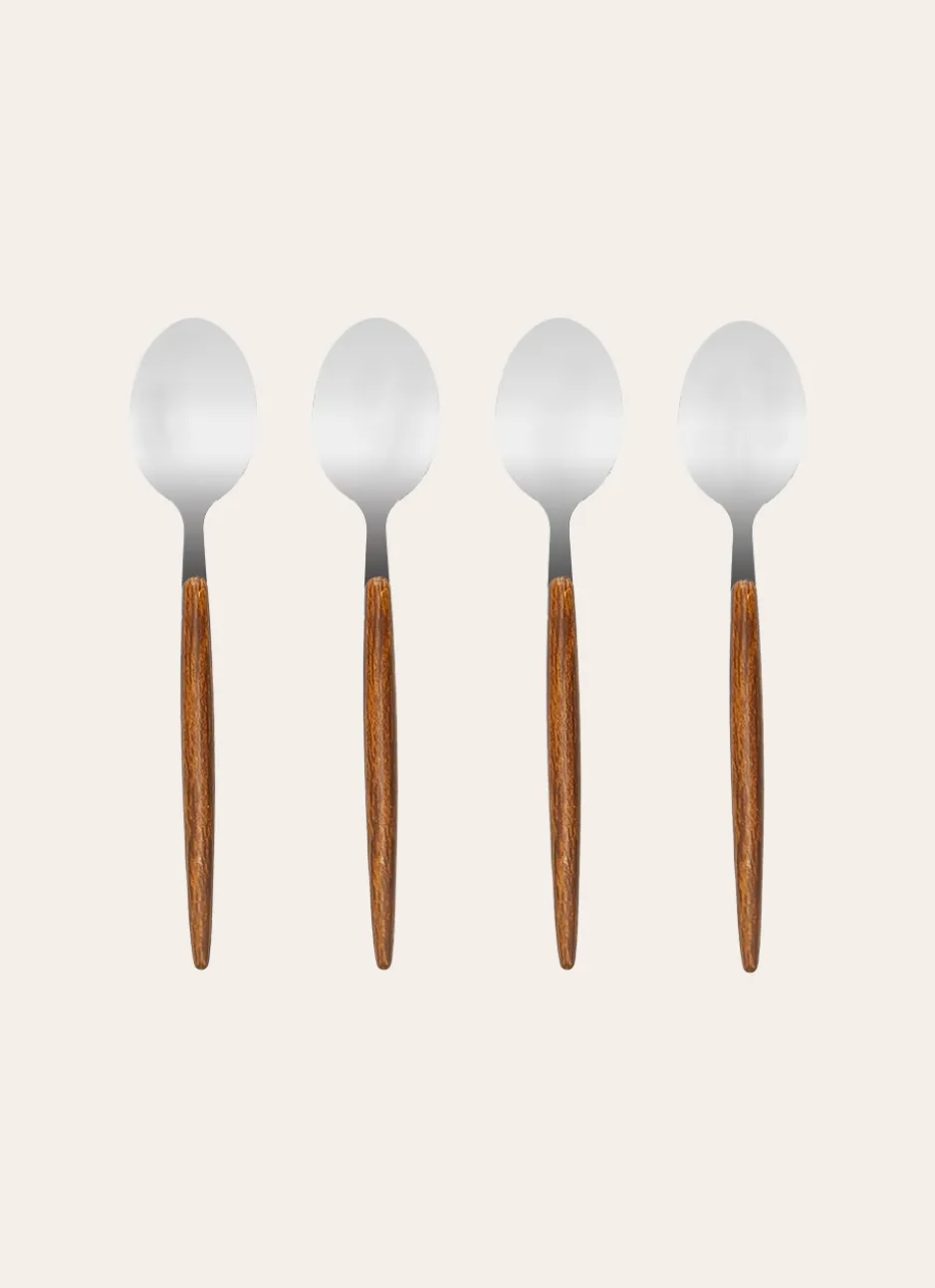 COFFRET DE 4 PETITES CUILLÈRES ARGENTÉ & BOIS