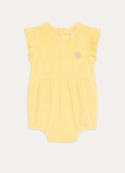 COMBINAISON EN ÉPONGE UNIE BRODERIE COQUILLAGE JAUNE