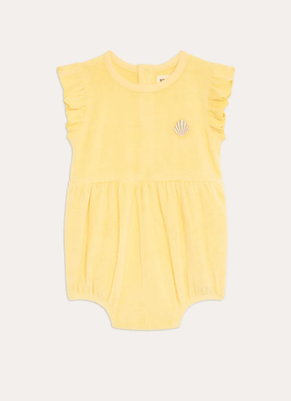 COMBINAISON EN ÉPONGE UNIE BRODERIE COQUILLAGE JAUNE