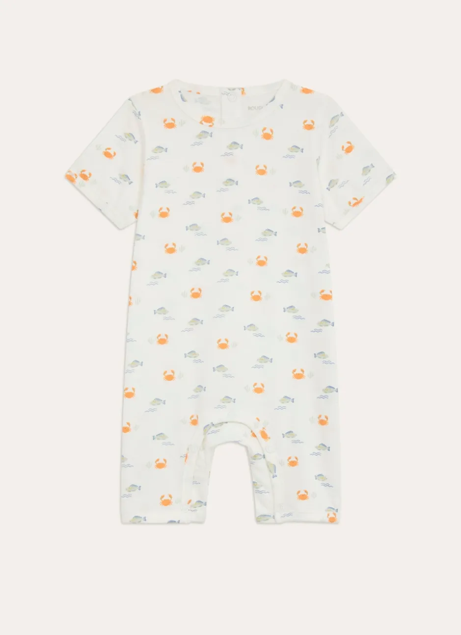 COMBISHORT EN COTON IMPRIMÉ CRABES ET POISSONS MULTICOLORE