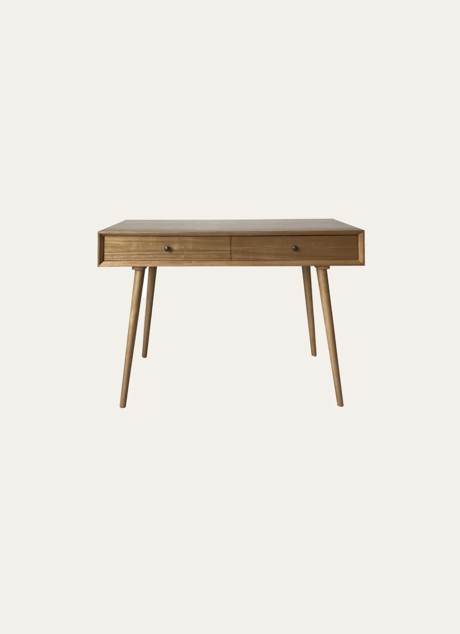 CONSOLE EN BOIS BLOND 2 TIROIRS CLAIR