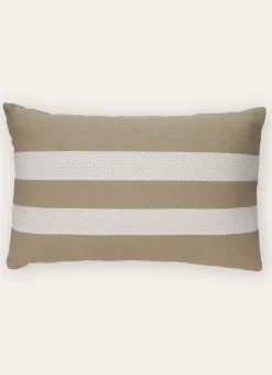 COUSSIN À RAYURES TISSAGE CHEVRON BEIGE