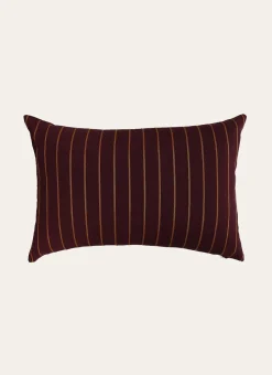 COUSSIN À RAYURES TISSÉES PRUNE