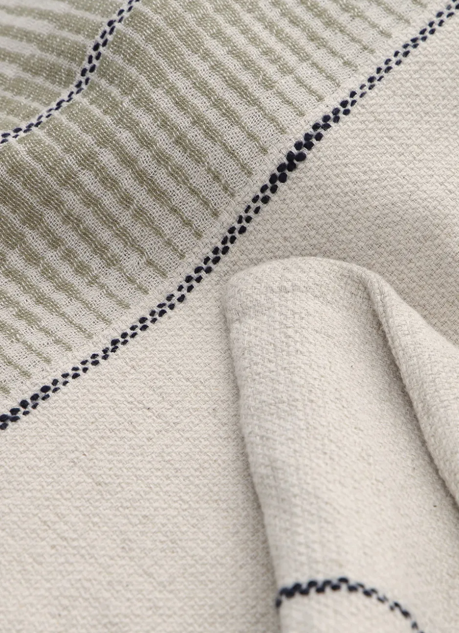 COUSSIN AVEC RAYURE TISSÉE KAKI