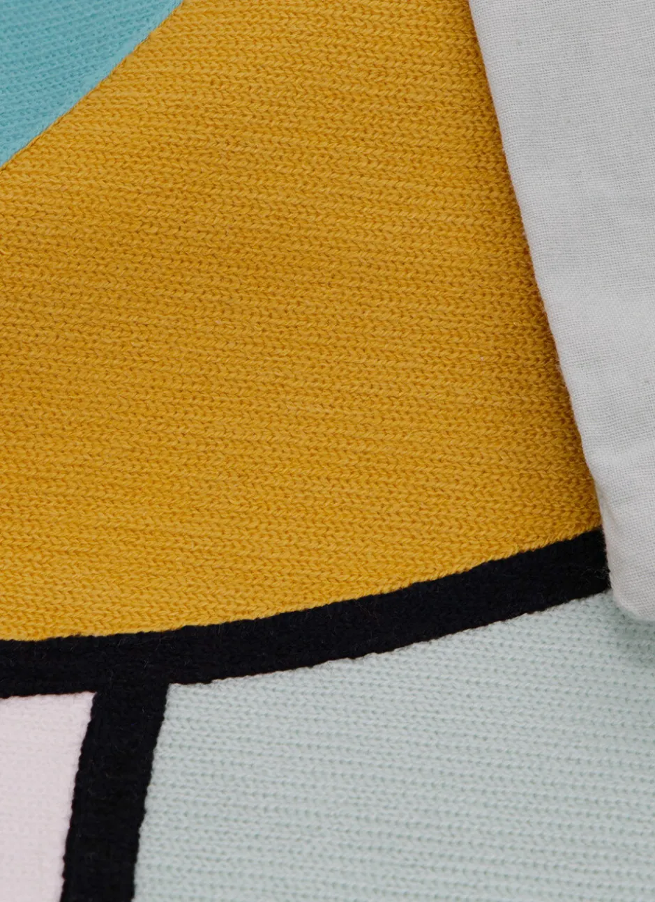 COUSSIN BRODÉ ABSTRAIT MULTICOLORE