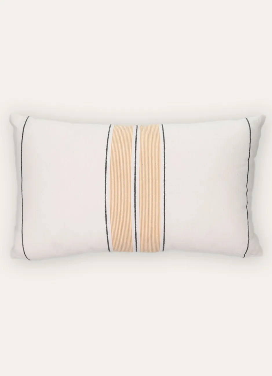 COUSSIN ÉCRU À RAYURES ECRU/JAUNE
