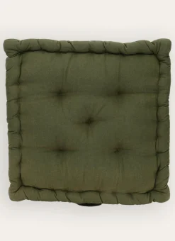 COUSSIN DE SOL EN COTON UNI AVEC POIGNÉE KAKI
