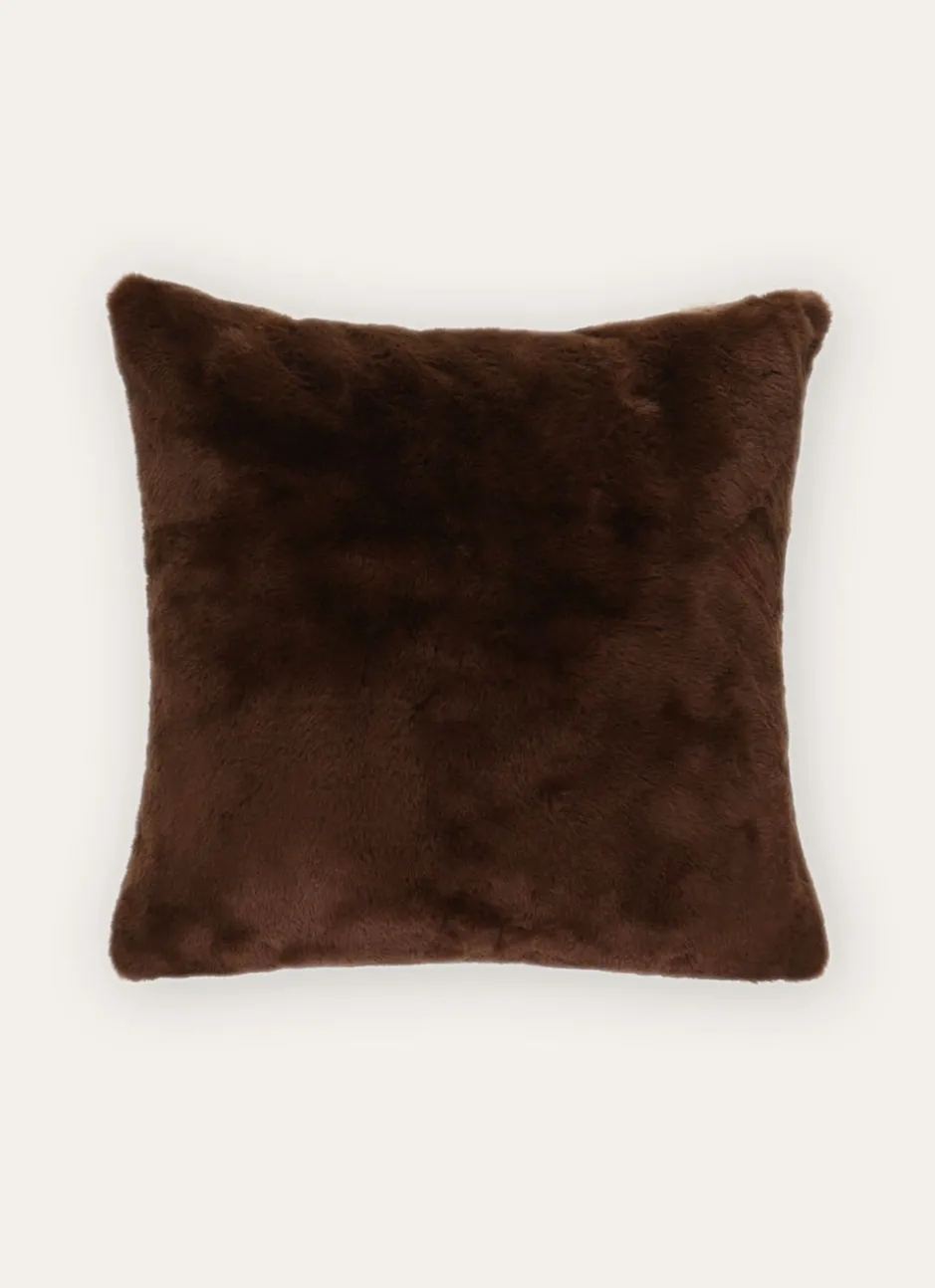 COUSSIN DÉHOUSSABLE EN FAUSSE FOURRURE MARRON
