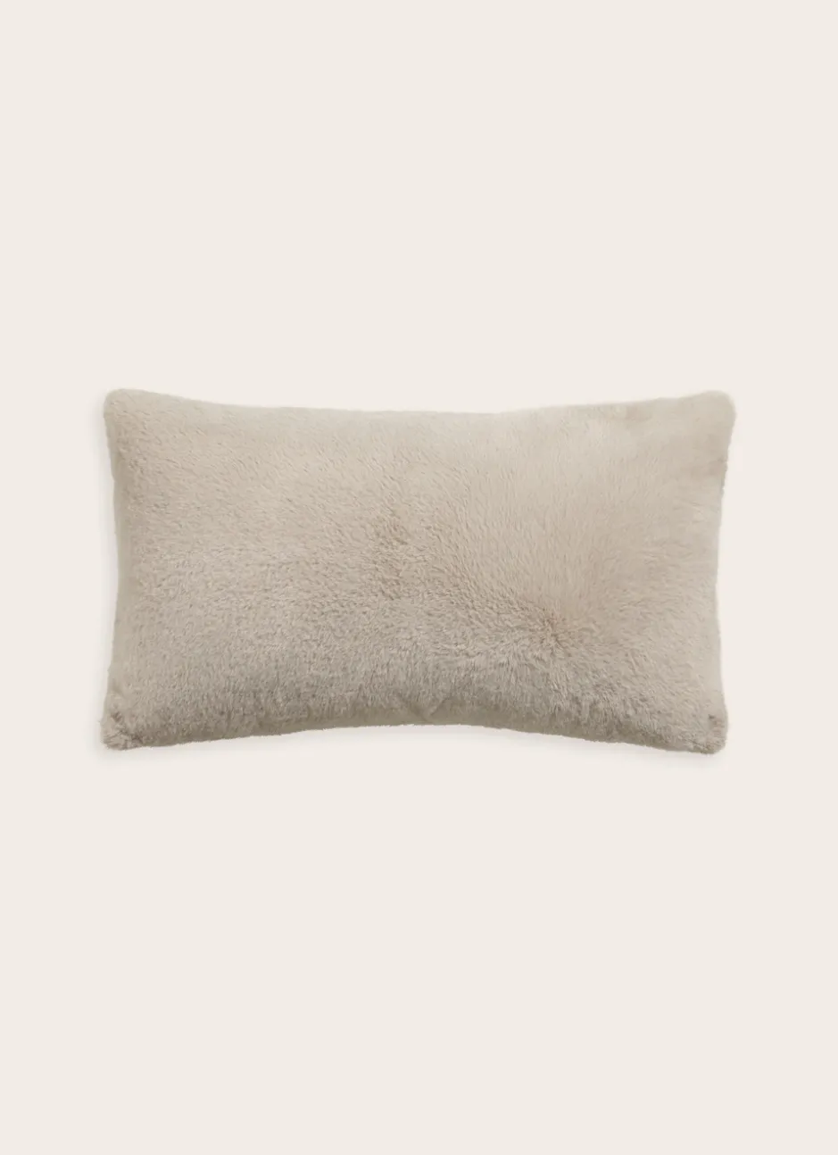 COUSSIN EN FAUSSE FOURRURE EXTRA DOUX SABLE