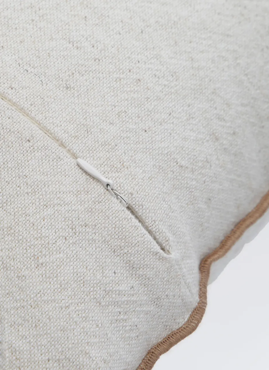COUSSIN UNI CHINÉ AVEC BOURDON CONTRASTÉ BEIGE