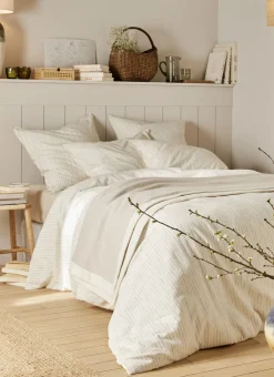COUVRE-LIT EN COTON GRATTÉ UNI BEIGE