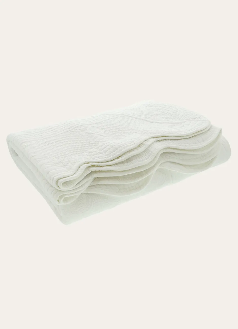 COUVRE-LIT UNI EN COTON FLORENCE BLANC
