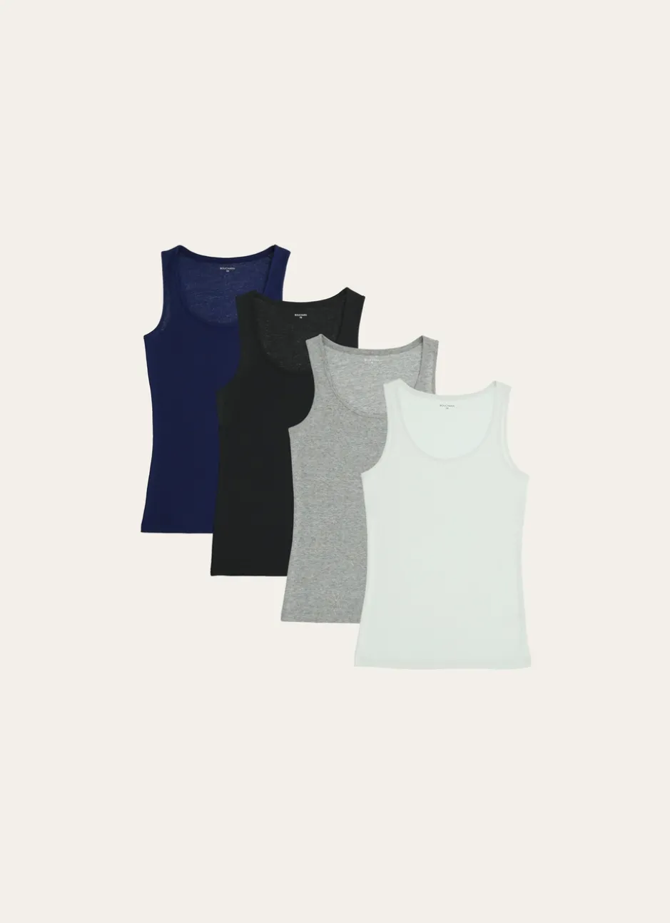 DEBARDEUR A COL ROND EN COTON GRIS CHINE