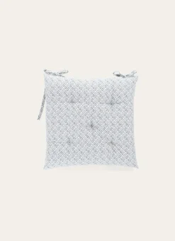 DESSUS DE CHAISE EN COTON IMPRIMÉ FLEURI GRIS