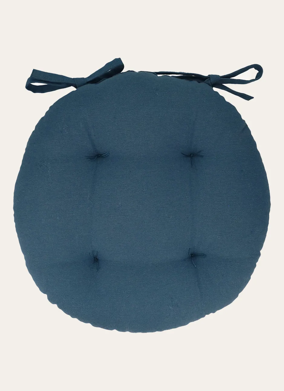 DESSUS DE CHAISE ROND EN COTON AVEC LIENS À NOUER CANARD