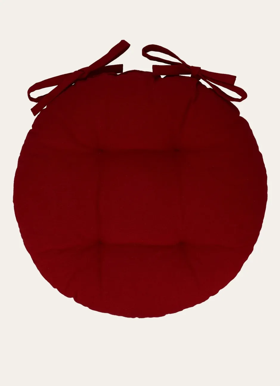 DESSUS DE CHAISE ROND EN COTON AVEC LIENS À NOUER CERISE