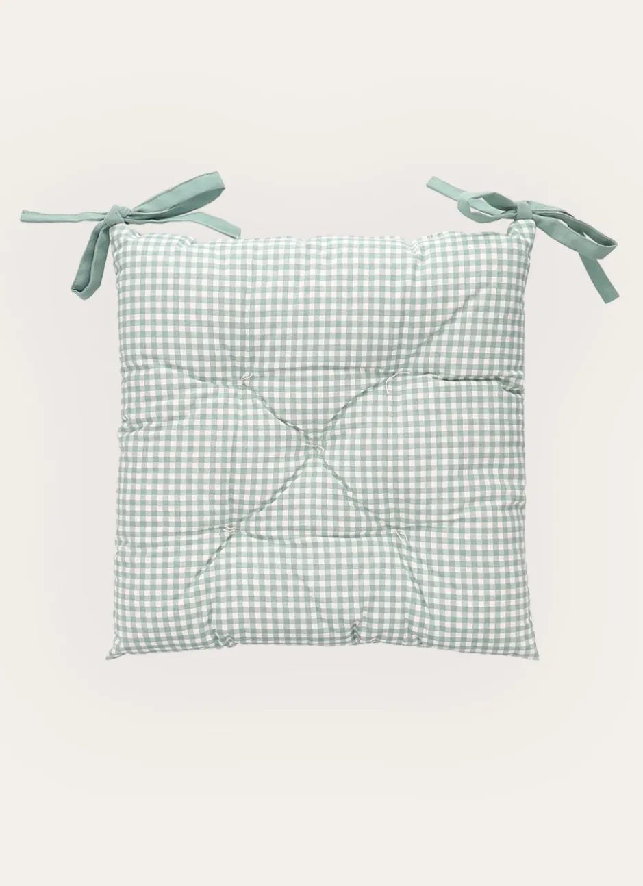 DESSUS DE CHAISE TOILE IMPRIMÉE FAÇON VICHY AMANDE