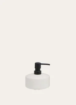 DISTRIBUTEUR DE SAVON EN GRÈS BLANC